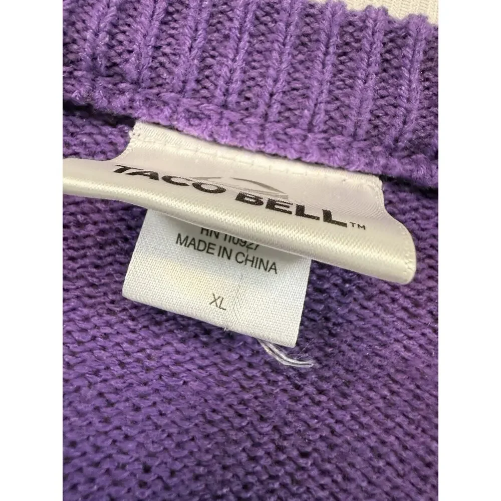Taco Bell Ugly Christmas Sweater Mens XL Jingle Bells Taco Shells Purple